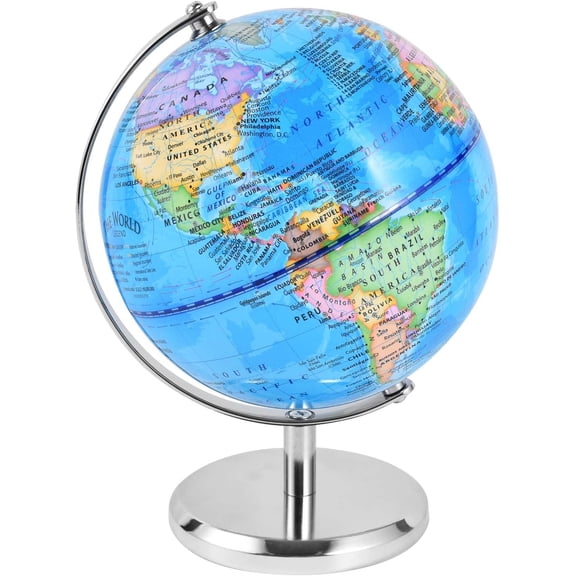 6 Inch World Globe Rotating Earth Spinning Globe with Heavy Metal Stand for Kids Geography Classroom Education or Office Home Decorations