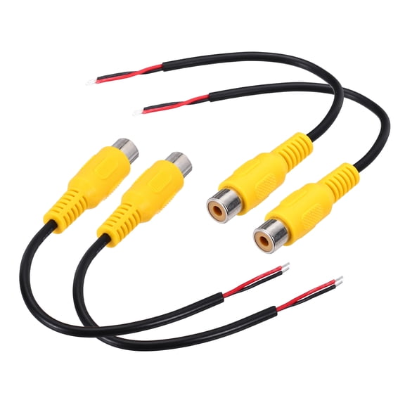 6 Inch Yellow RCA Female Plug Jack Connector Adapter to Bare Wire Open End Audio Video RCA Cable Pack of 4