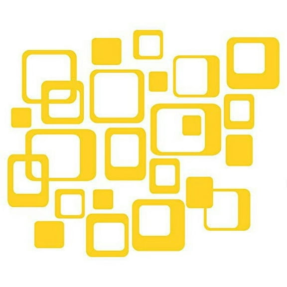 6-Inch and Smaller Funky Wall R/Squares Vinyl Sticker Decals, Yellow, 20-Piece