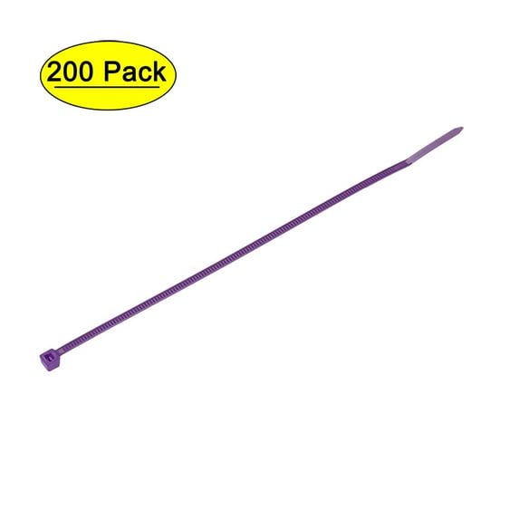 6 Inch x 0.1 Inch Purple Cable Zip Ties Self-Locking Nylon Tie Wraps 200 Pack