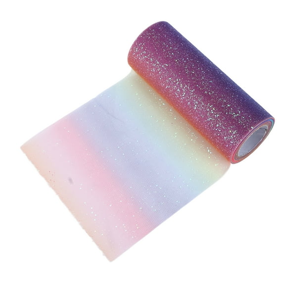 6 Inch x 10 Yards Premium Rainbow Glitter Tulle Roll / 15.2 cm x 9.1 m Sparkling Gradient Mesh Fabric Spool Ribbons for DIY Crafting Wedding Party Decorations and Kids Dolls Tutu Making