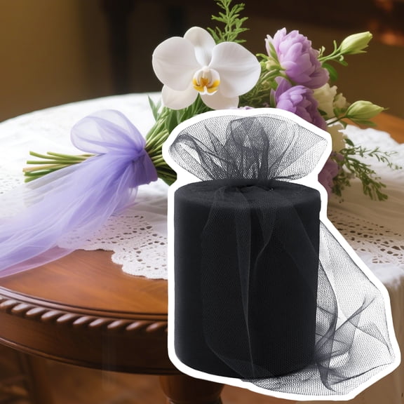 6 Inch x 100 Yards Sparkling Black Tulle Fabric Roll with Sequins - Premium Netting for Tutu Skirts, Gift Wrapping, Wedding & Party Decorations