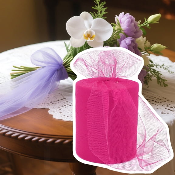 6 Inch x 100 Yards Sparkling Hot Pink Tulle Fabric Roll with Sequins Premium Netting for Tutu Skirts, Gift Wrapping, Wedding & Party Decorations