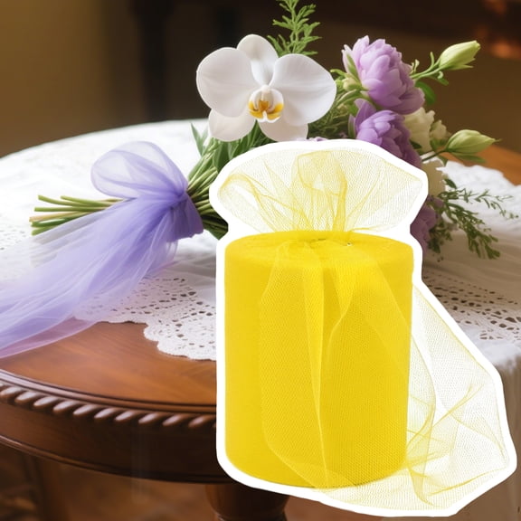 6 Inch x 100 Yards Sparkling Yellow Tulle Fabric Roll with Sequins Premium Netting for Tutu Skirts, Gift Wrapping, Wedding & Party Decorations