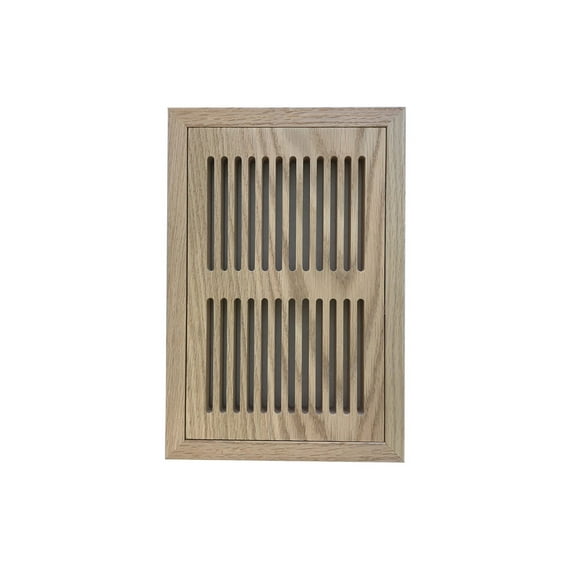 6 Inch x 12 Inch Red Oak Hardwood Vent Floor Register Flush Mount, Slotted Style, Unfinished