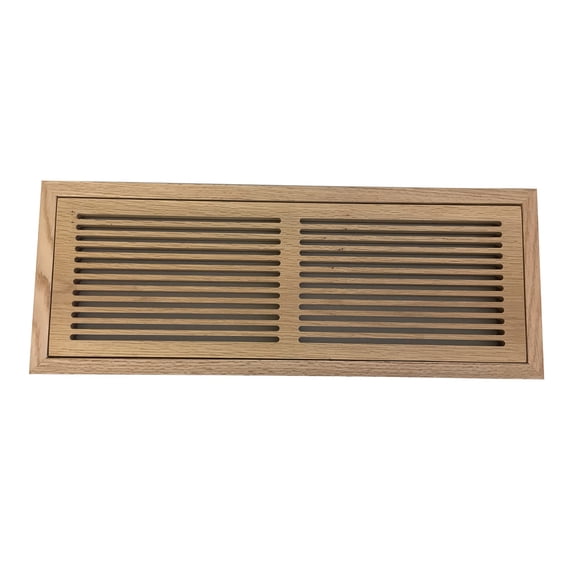 6 Inch x 20 Inch Red Oak Hardwood Vent Floor Register Flush Mount, Slotted Style, Unfinished