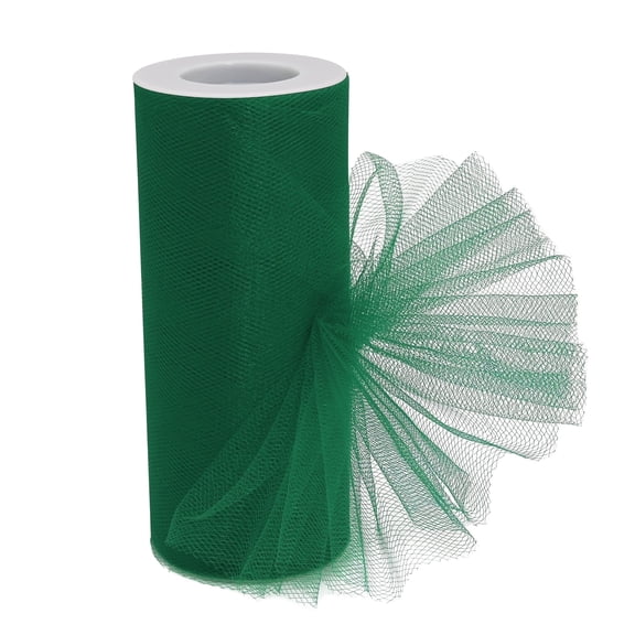 LoomJoyz 6 Inch x 25 Yards Sparkling Tulle Fabric Roll with Sequins - Premium Netting for Tutu Skirts, Gift Wrapping, Wedding & Party Decorations Forest green