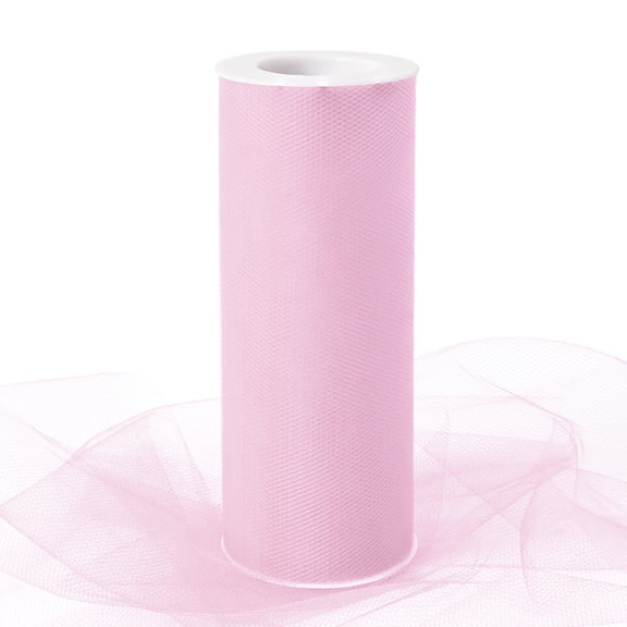LoomJoyz 6 Inch x 25 Yards Sparkling Light Pink Tulle Fabric Roll with Sequins - Premium Netting for Tutu Skirts, Gift Wrapping, Wedding & Party Decorations