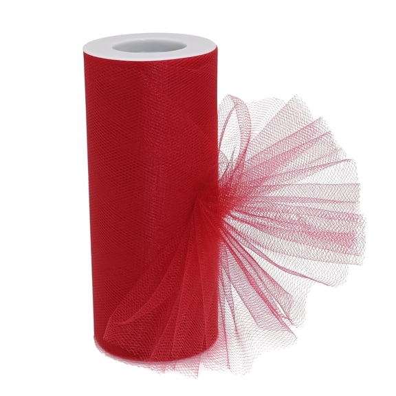 LoomJoyz 6 Inch x 25 Yards Sparkling Tulle Fabric Roll with Sequins - Premium Netting for Tutu Skirts, Gift Wrapping, Wedding & Party Decorations Red