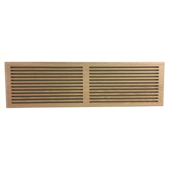 6 Inch x 30 Inch White Oak Hardwood Vent Floor Register Surface Mount, Slotted Style, Unfinished