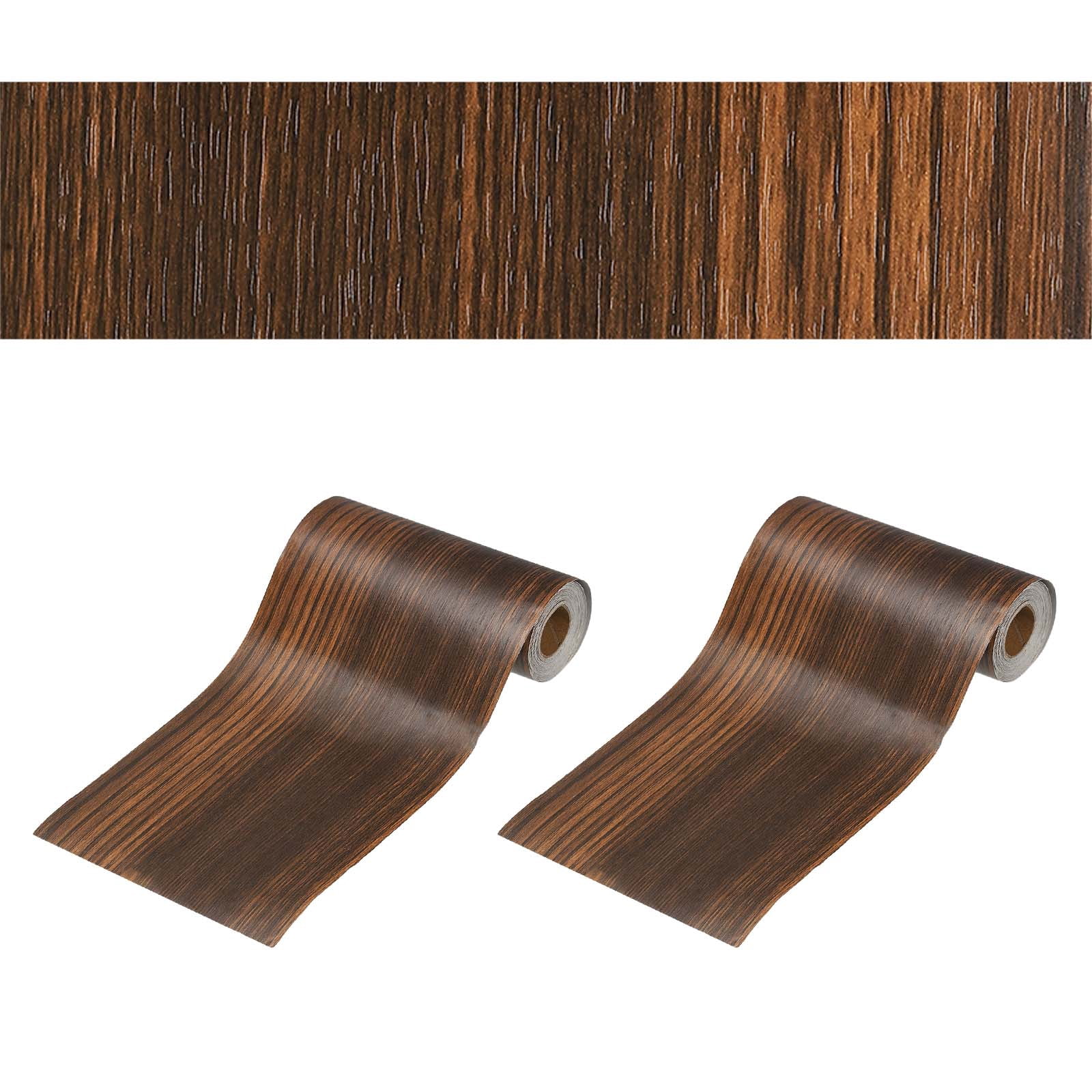 6 Inch x 66ft Wood Grain Repair Tape, Self Adhesive Realistic Textured Repair Tape Patch for Floor Door Table Cabinets Desk, Brown Wood