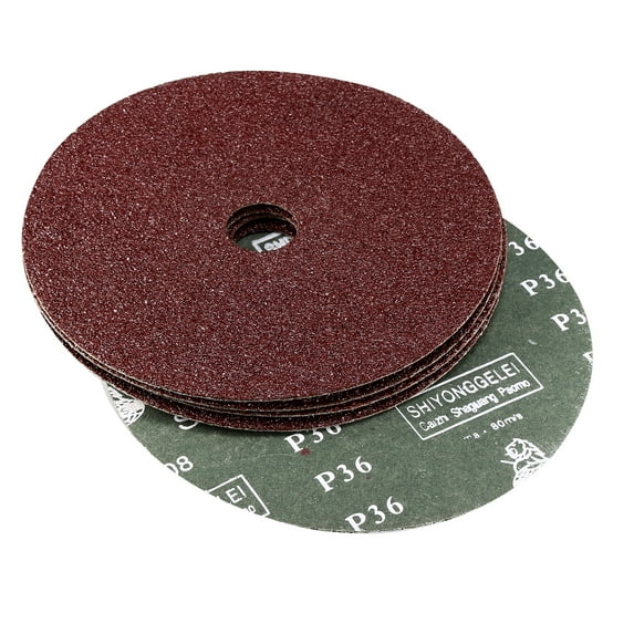 6-Inch x 7/8-Inch Aluminum Oxide Resin Fiber Discs, Center Hole 36 Grit Sanding Grinding Discs 5 Pcs