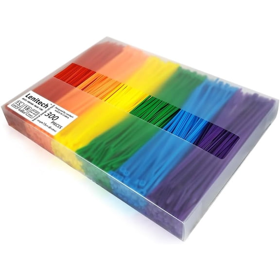 6 Inches 300 Pcs Multi-Purpose Cable Ties, Assorted Colored