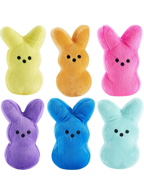 6 Inches Bunny Plush Toys Decorations Cute Animal Bunny Stuffed Doll Basket Stuffers Gift For Kids Boy Girl (6 Pcs)