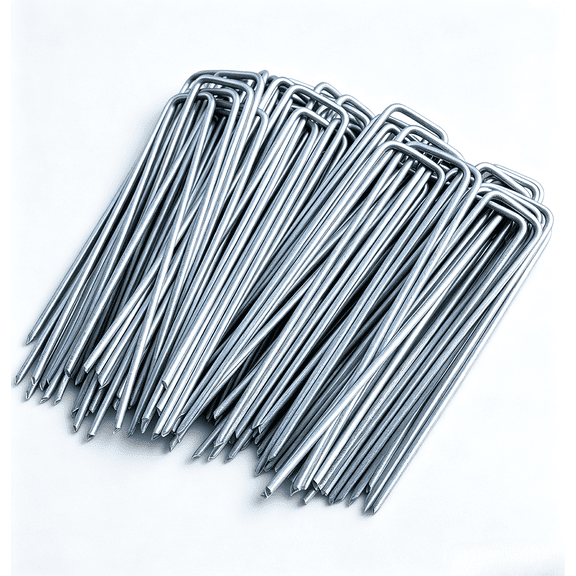 6 Inch HeavyDuty Galvanized Steel Garden Stakes, UShaped Landscape Securing Pegs for Weed Barrier Fabric, Netting, Ground Cover, Christmas Decorations, 10Pack