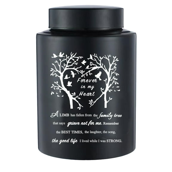 6 Inches Small Urn for Human Ashes Stainless Steel Mini Cremation Urn Small Keepsake Urn Memorial Ashes Container-Black