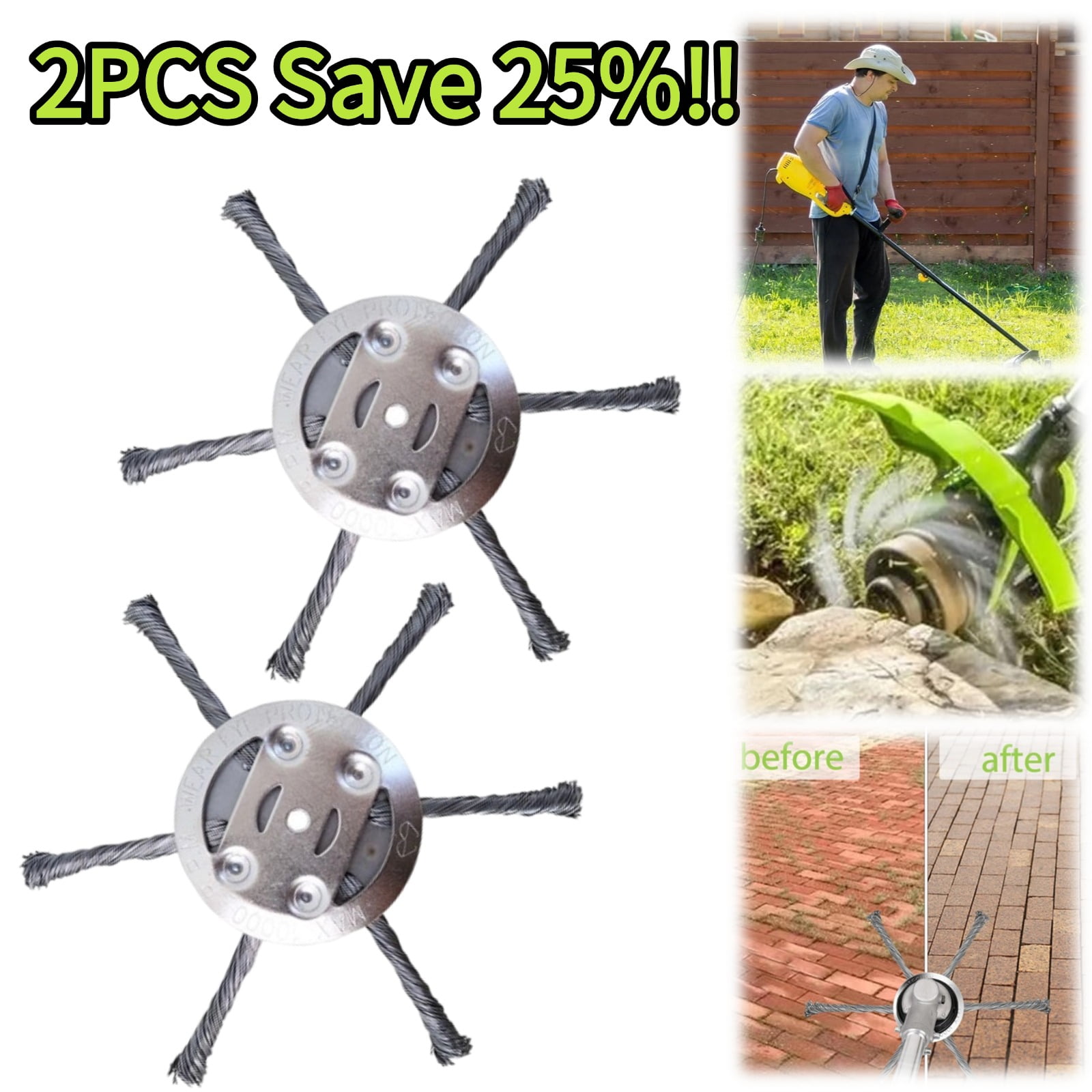 6 Inches Steel Wire Grass Trimmer Head, 2025 New Wire Trimmer Head ...