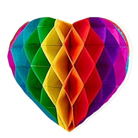 6 Inches Valentine‘s Day Party Decoration Heart-shaped Honeycomb Ball, Hanging Ornament for Home, Party, and Photo Booth Decor,Multicolor