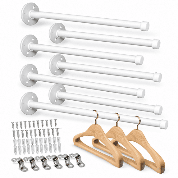 6 Industrial Pipe Clothes Bar 12 Inch - Clothing Rack Wall Mount Face ...