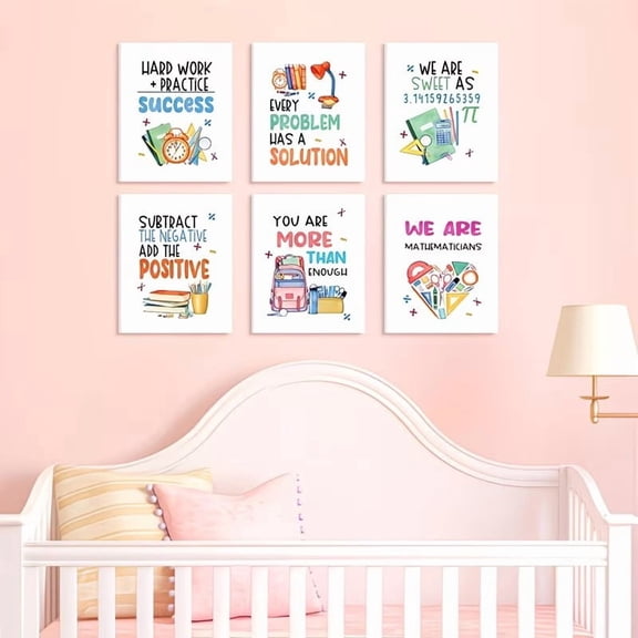 6 Inspirational Math Posters for Classroom Decor 8x10 Growth Mindset Wall Art
