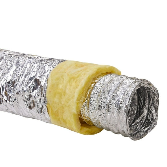 6'' Insulated Dryer Vent Hose, 25FT Flexible Duct w/ 2 Clamps, Flame Resistant R-4.2 for HVAC & Exhaust - Heavy Duty 3-Layer Protection