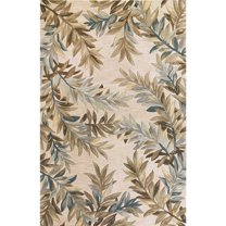 6' Ivory Hand Tufted Tropical Plant Round Indoor Area Rug