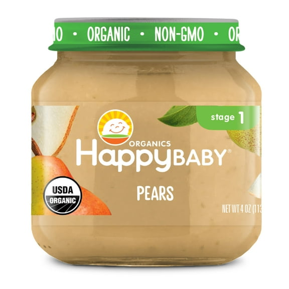 Happy Baby Clearly Crafted, Stage 1 Baby Food, Pear, 4 oz Pouch
