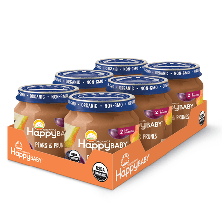 Happy Baby Organic Stage 2 Pears & Prunes, 4oz (6 Jars)