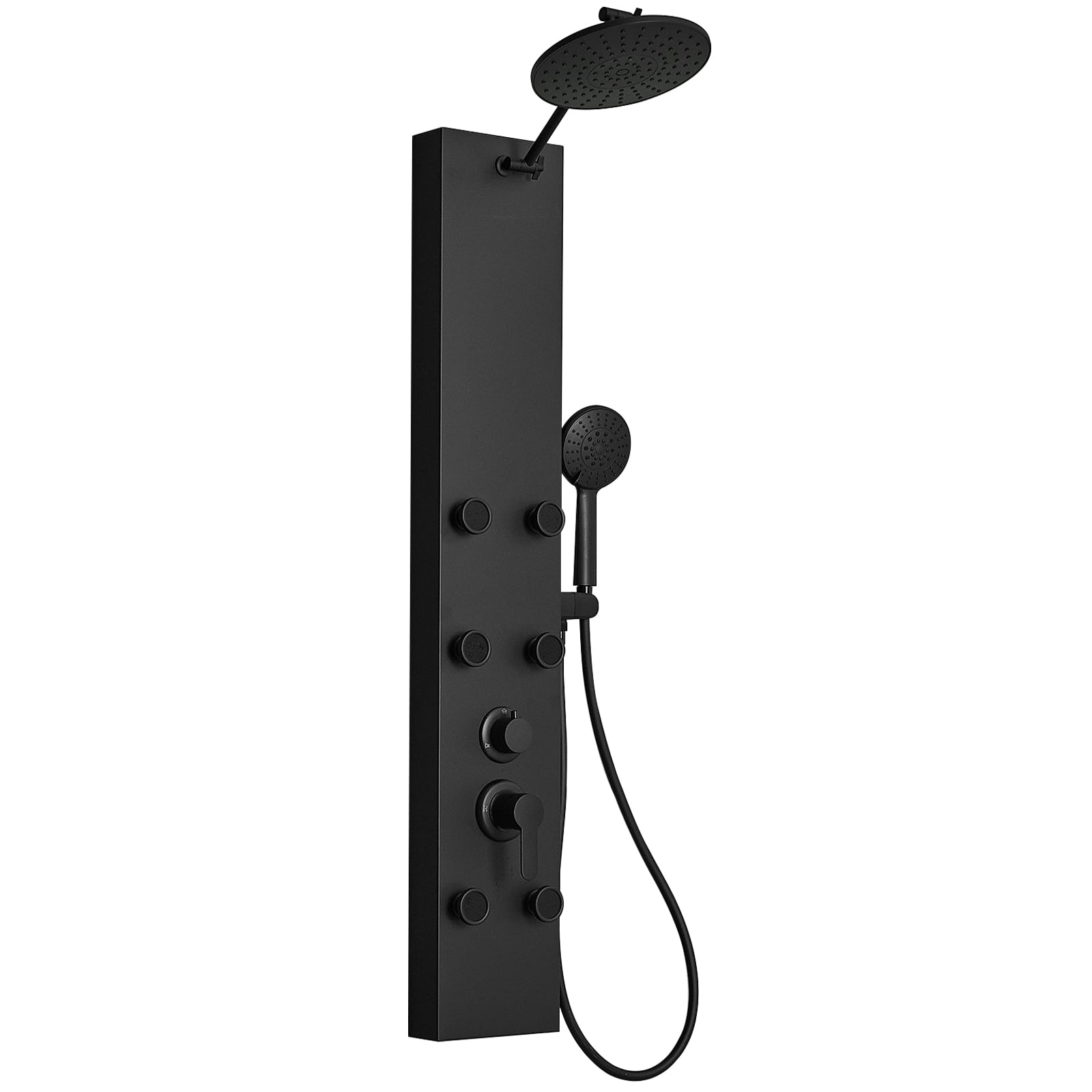 Matte Black 60.55'' Shower Panel with Adjustable Head and Jets