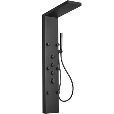 6-Jet Rainfall Shower Panel System with Rainfall Shower Head and Shower Wand in Stainless Steel
