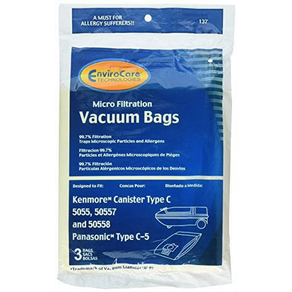 6 Kenmore Canister Type C Sears Vacuum Bags, Canister, Panasonic Vacuum Cleaners, MC-V150M,20-50558, MC-V9600 thru V9699