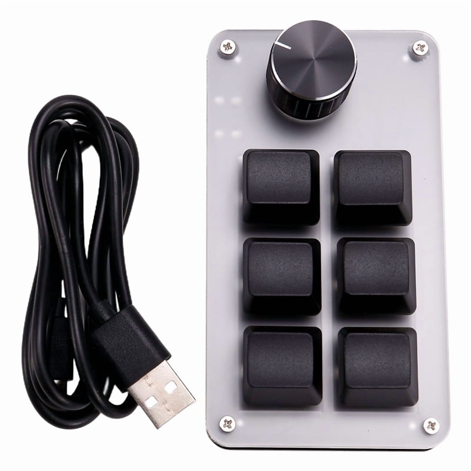 6 Key 1 Knob Copy Paste Mini Button Wired RGB Mini Mechanical Keyboard ...