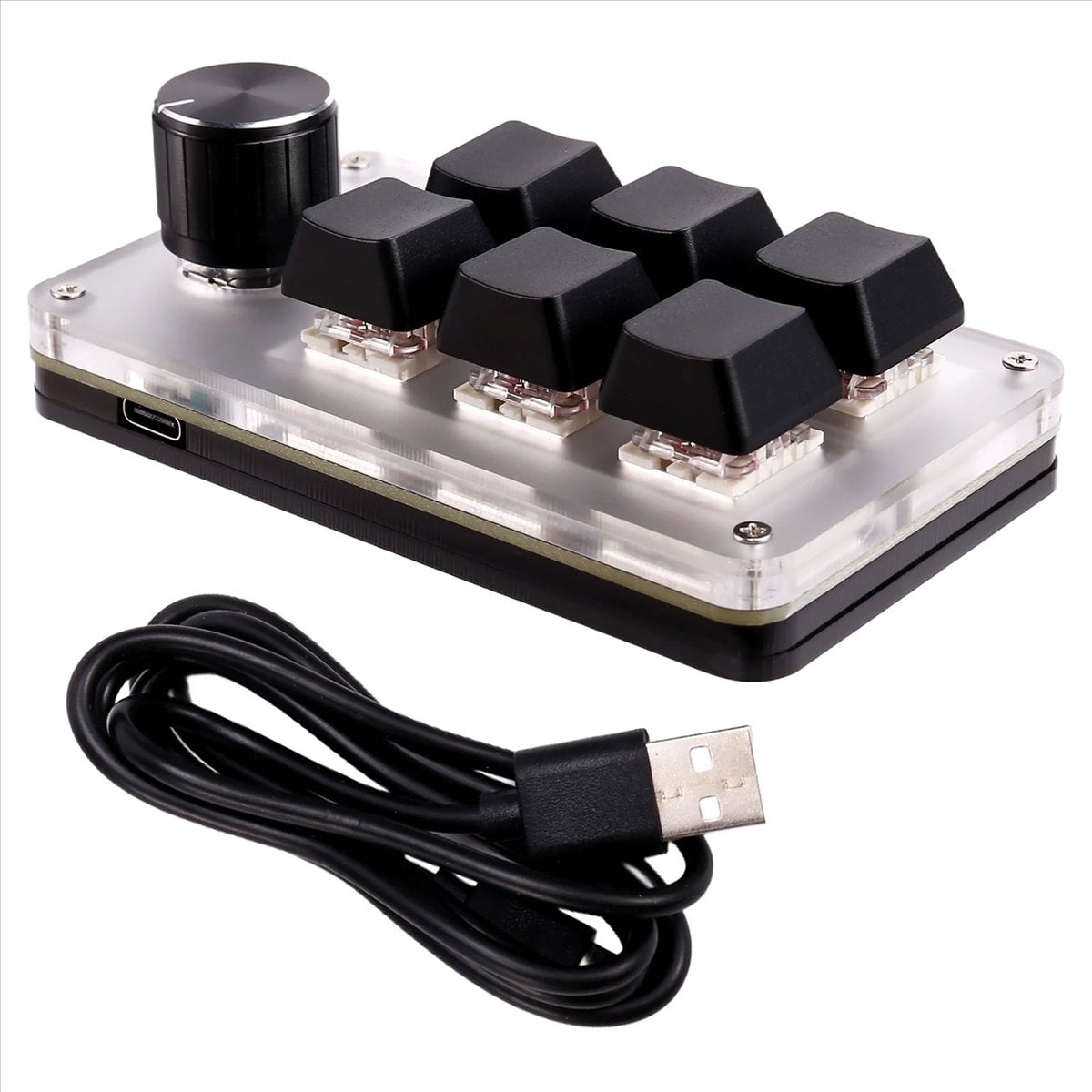 6 Key 1 Knob Copy Paste Mini Button Wired RGB Mini Mechanical Keyboard ...