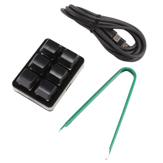 6 Key Customizable Shortcut Keyboard Black