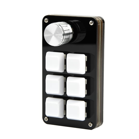6 Keys Keyboard with 1 Knob Customizable Gaming Video Editing Programming Small Keypad Backlit
