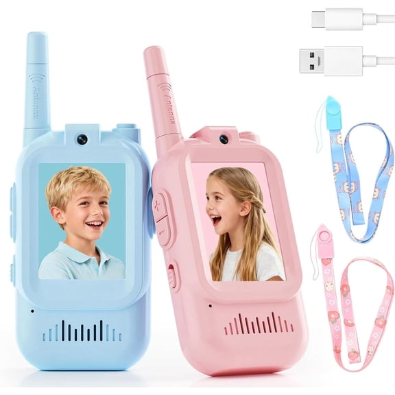 6 Kids Video Walkie Talkie, Upgraded Version 2 Pack Rechargeable Kids Video Walkie Talkie, Indoor Outdoor Family Toy, Camping, Hiking, Suitable for Boys and Girls