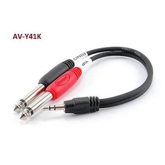 6" Kirlin 3.5Mm Stereo Male To Dual 1/4" Mono Male Plug Audio Cable Adapter