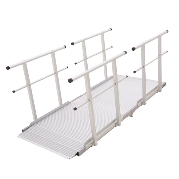 6' L Silver Spring Folding Aluminum Wheelchair Access Ramp with Handrails