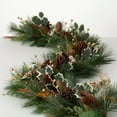 thumbnail image 1 of 6'L Sullivans Gold Holly And Pine Garland, Green Christmas Garland, 1 of 4