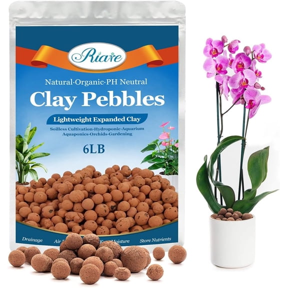 6 LBS Organic Expanded Clay Pebbles - 4mm-16mm Natural Leca Balls Lightweight Hydroponic Clay Pebbles Aggregate for Indoor Plants, Hydroponic Growing, Plants Drainage, Aquaponics