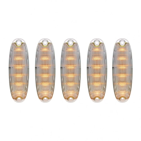 6 LED Cab Lights for 2008-2017 Freightliner Cascadia - Amber LED/Clear Lens