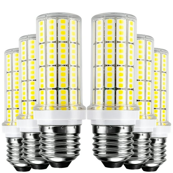 6 LED Corn Bulbs 2500 Lumens 5000K Cool White 20W E26/E27 Base Ceiling Fan LED Bulbs for Home Garage Warehouse Indoor Outdoor LED Corn Bulbs