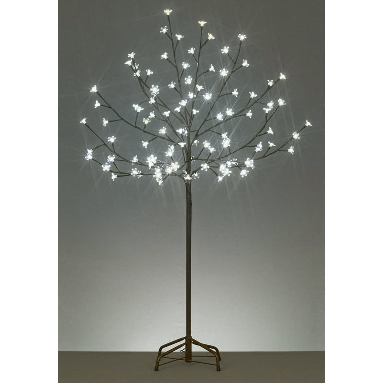 6 LED Lighted Cherry Blossom Flower Tree Cool White Lights