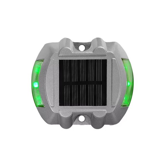 6 LED Solar Powered Road Stud Lights with Motion Sensor & Auto Dimming Function, IP68 Waterproof Flashing Constant Warning Markers for Driveways and Parking Lots,Green Flashing