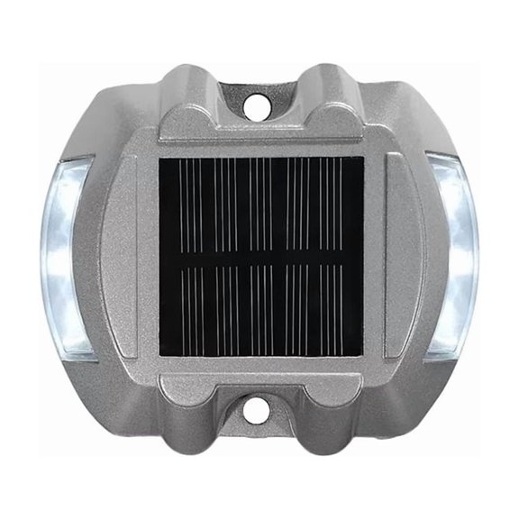 6 LED Solar Powered Road Stud Lights with Motion Sensor & Auto Dimming Function, IP68 Waterproof Flashing Constant Warning Markers for Driveways and Parking Lots,White Flashing
