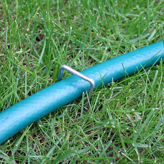 6" Landscape Staples Galvanized Garden Stakes 100 Pcs U-Shaped Silver