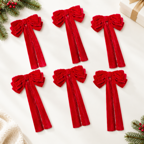 6 Large Bows Formas Tree Red Three-ear