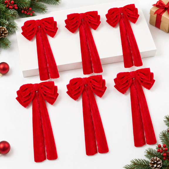 6 Large Bows Formas Tree Red Three-ear