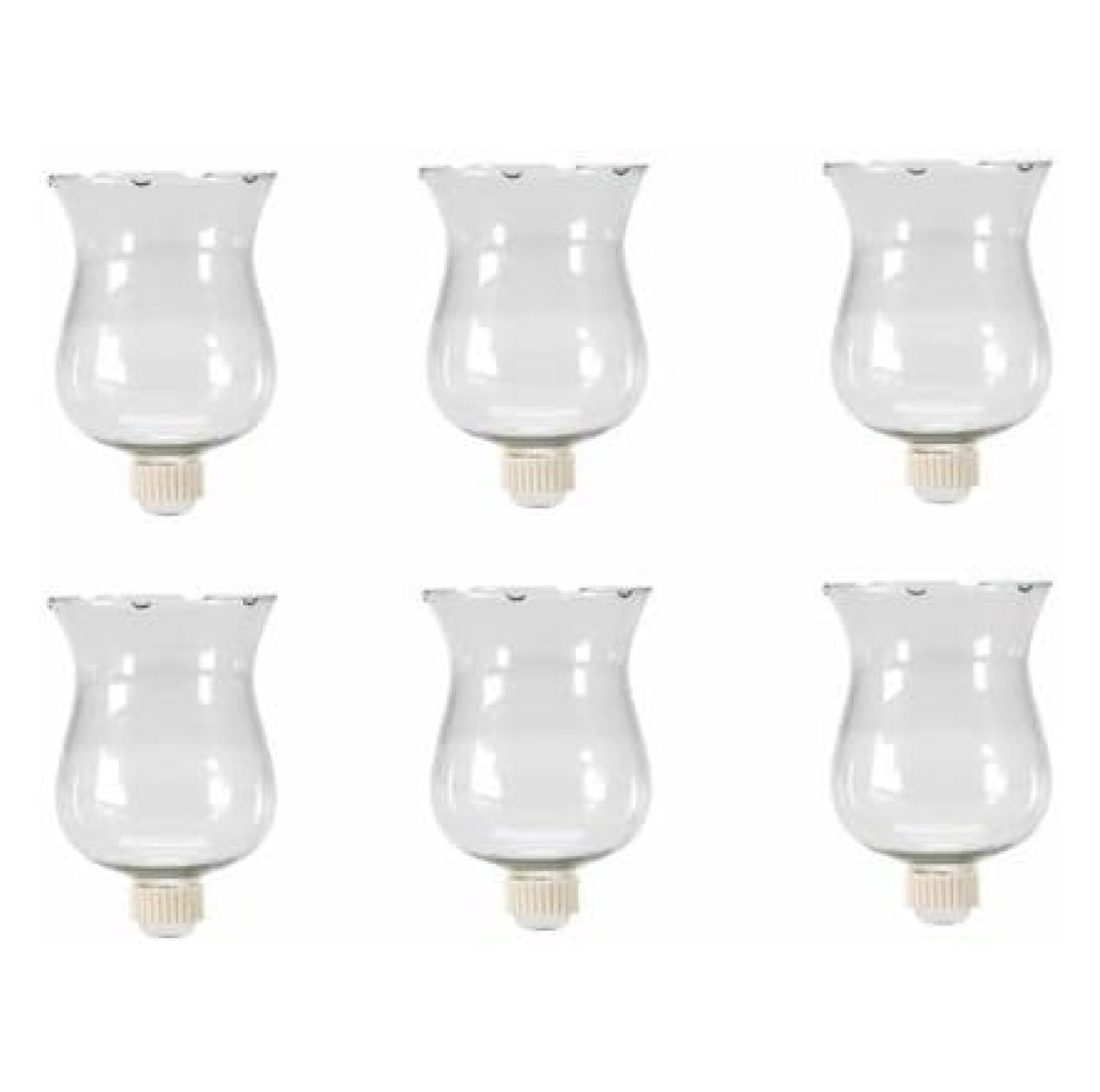 6 Large Clear Glass Votive Candle Holder Cups With Rubber Covered Peg