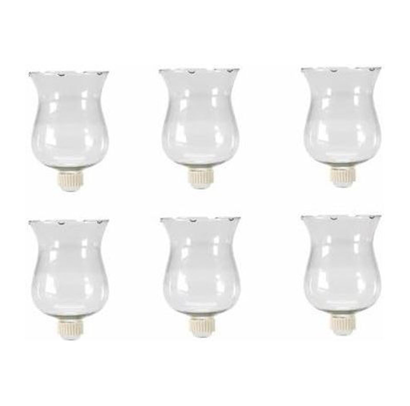 6 Large Clear Glass Votive Candle Holder Cups With Rubber Covered Peg